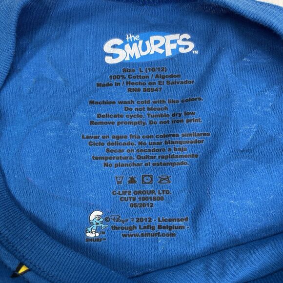 Smurfs Smurfette Blue Shirt Size Youth L 10/12 Heart Smurfed a Beat Peyo - Picture 9 of 9